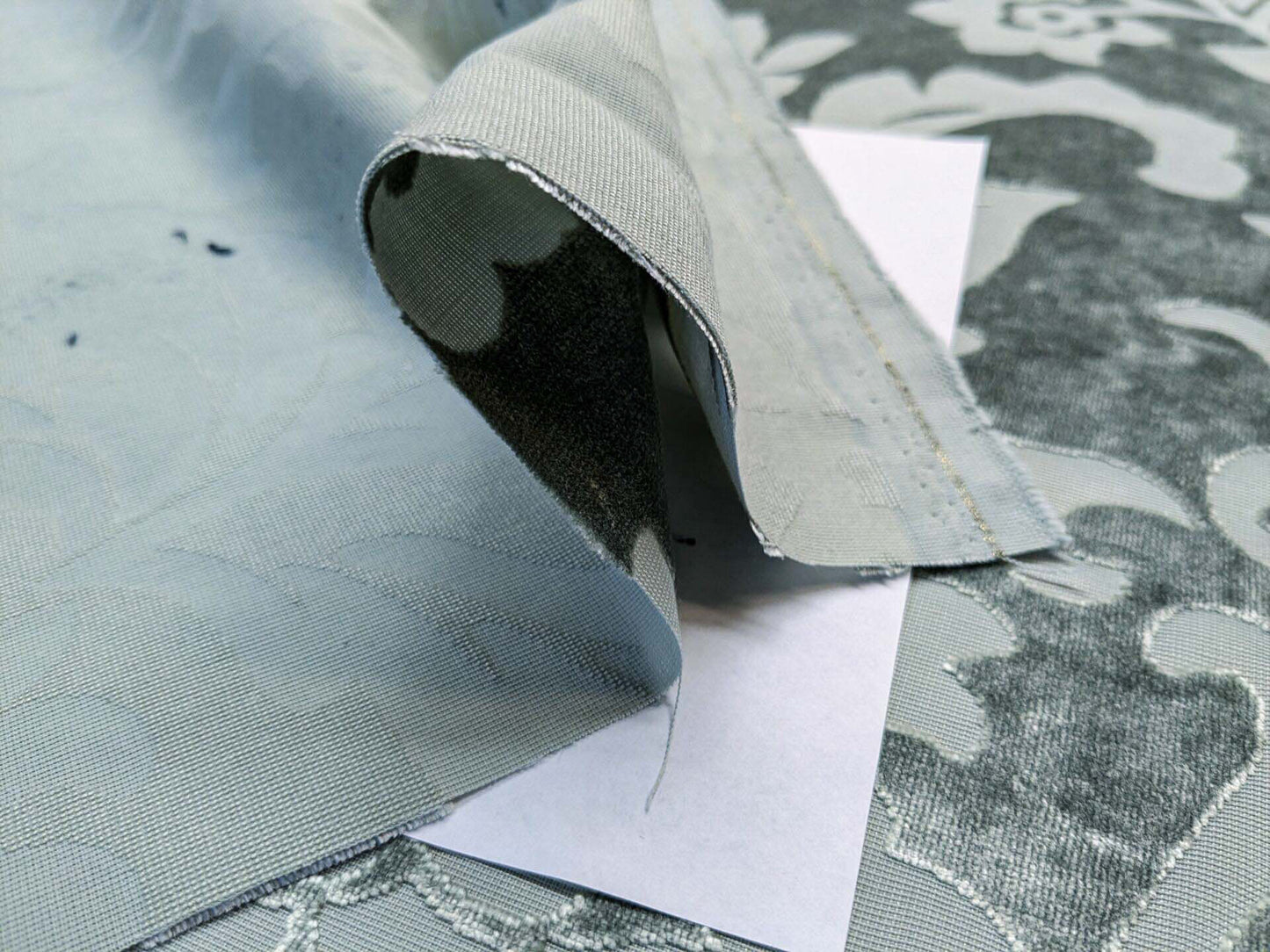 Designer Vienna Evening Icy Aqua Blue Green Cut Velvet