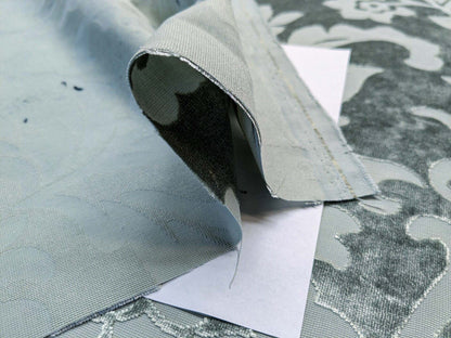 Designer Vienna Evening Icy Aqua Blue Green Cut Velvet