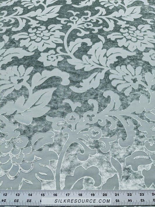 Designer Vienna Evening Icy Aqua Blue Green Cut Velvet