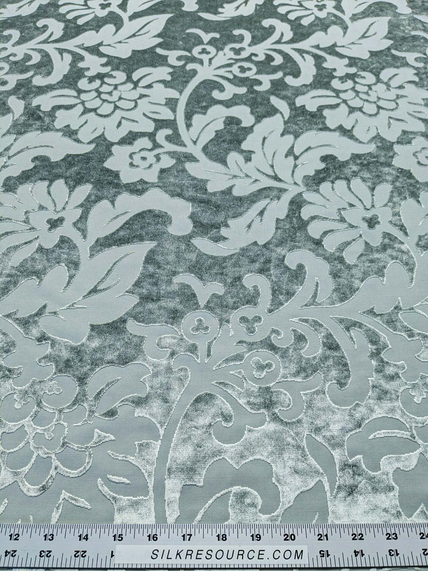 Designer Vienna Evening Icy Aqua Blue Green Cut Velvet