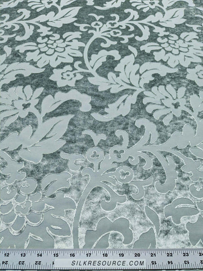 Designer Vienna Evening Icy Aqua Blue Green Cut Velvet