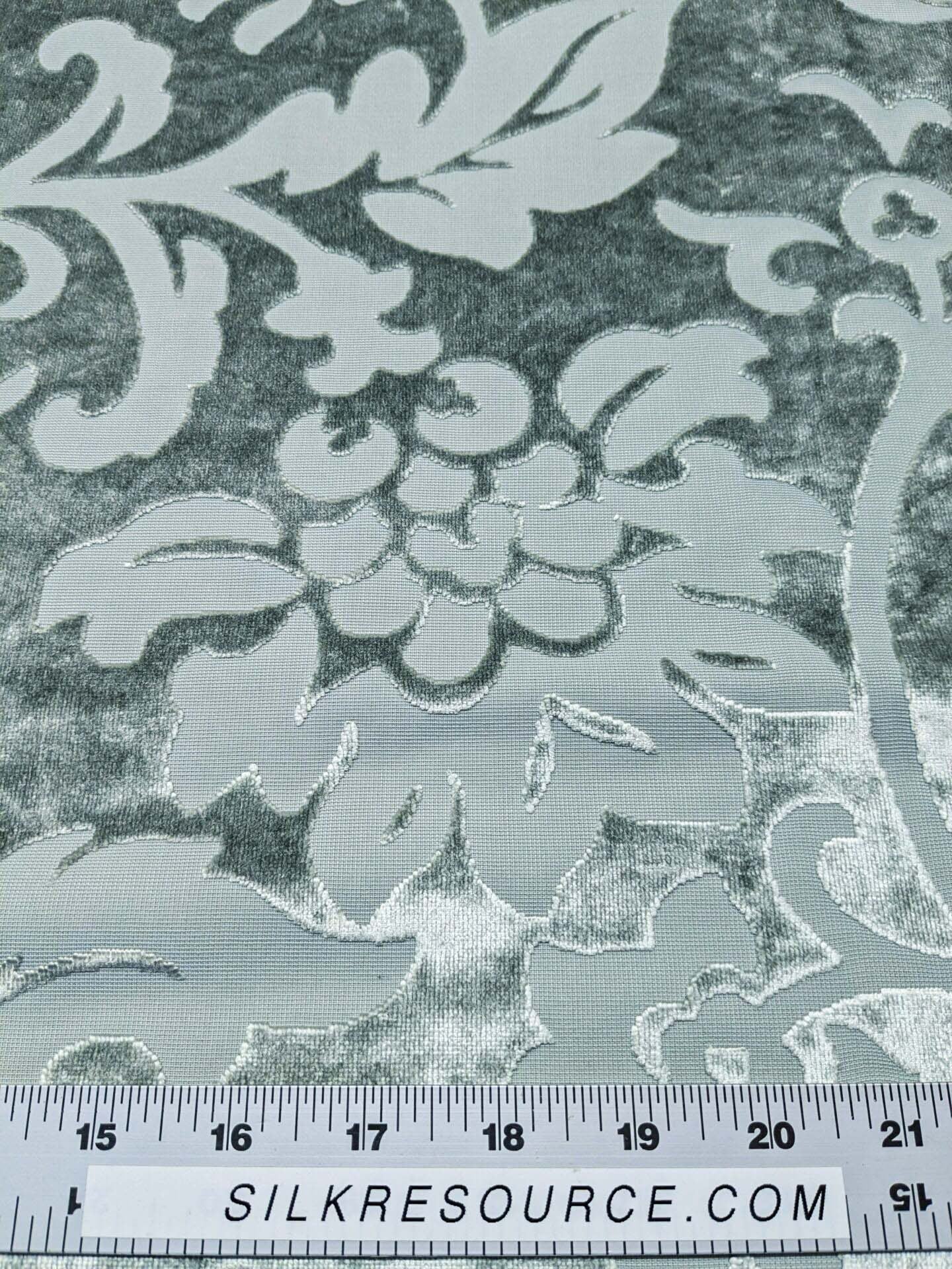 Designer Vienna Evening Icy Aqua Blue Green Cut Velvet