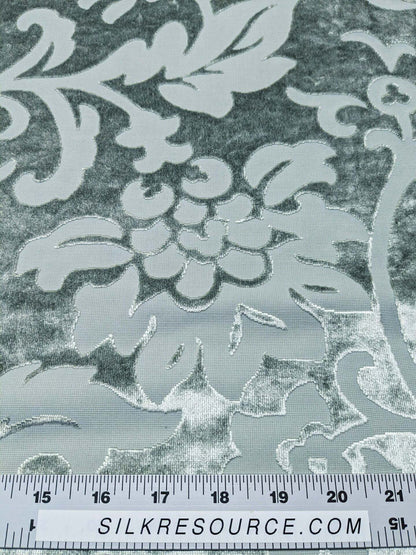 Designer Vienna Evening Icy Aqua Blue Green Cut Velvet