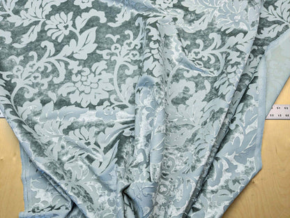 Designer Vienna Evening Icy Aqua Blue Green Cut Velvet