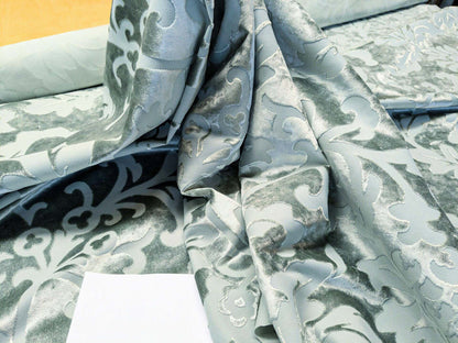 Designer Vienna Evening Icy Aqua Blue Green Cut Velvet