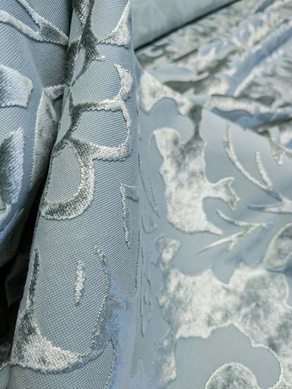 Designer Vienna Evening Icy Aqua Blue Green Cut Velvet