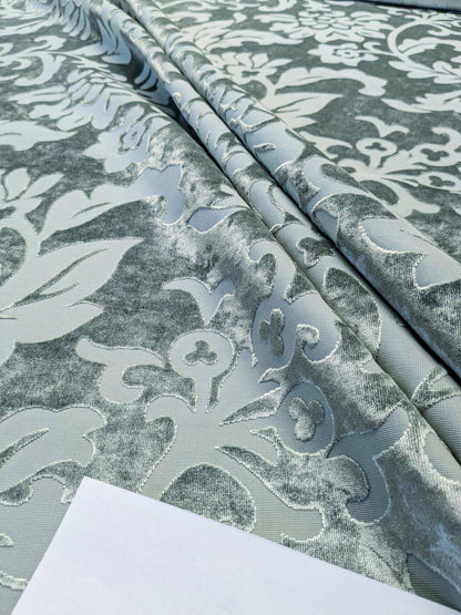 Designer Vienna Evening Icy Aqua Blue Green Cut Velvet