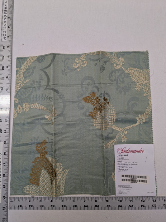 Special Order Scalamandre Colony Fabric Vivaldi Navy &amp; Linen on Blue Botanical Foliage MSRP USD640/y