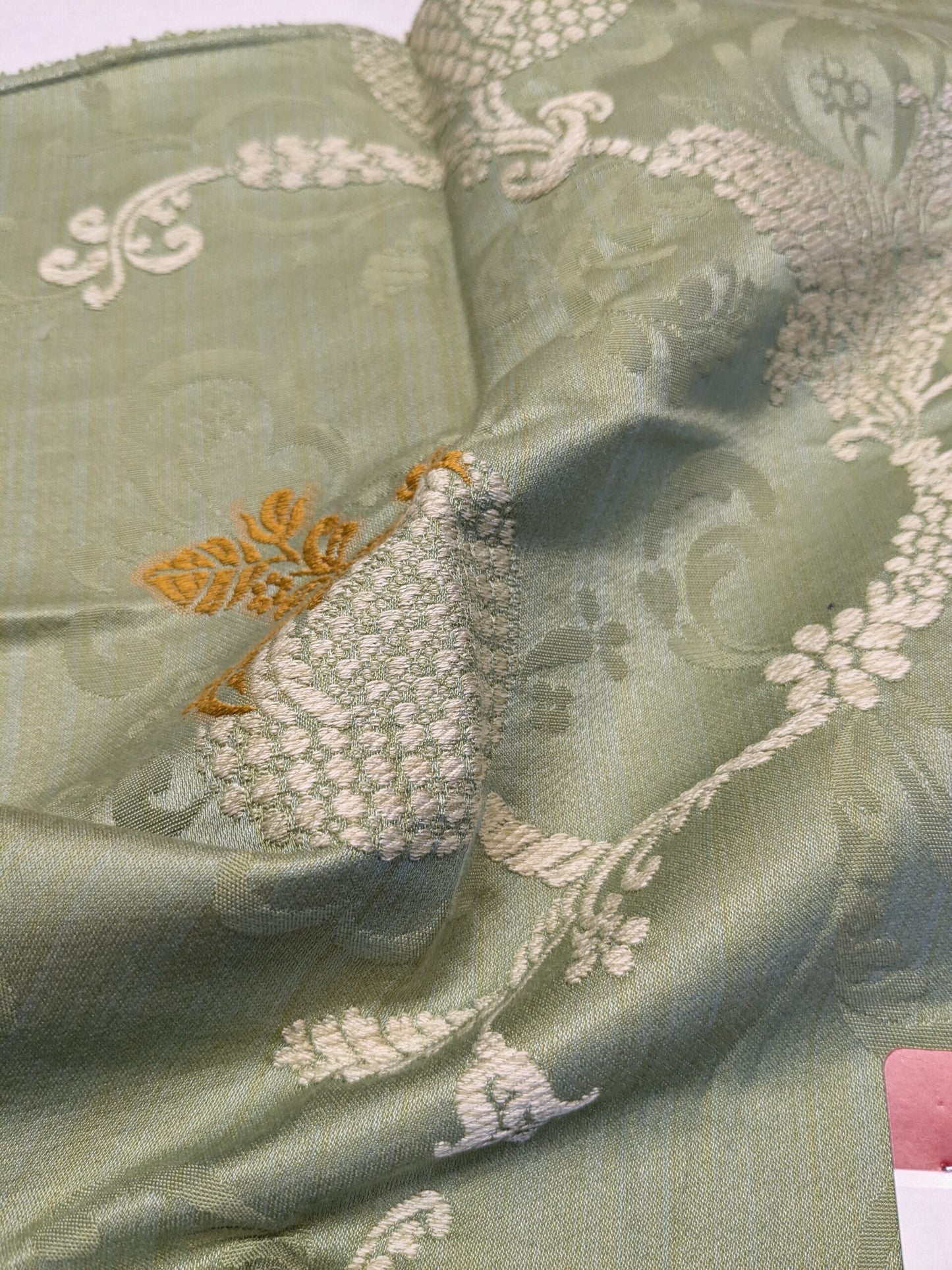 Special Order Scalamandre Colony Fabric Vivaldi Gold and Linen on Jade Botanical Foliage MSRP USD640/y