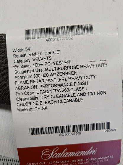 Special Order Scalamandre Porter Toast Dark Brown Plain Velvet MSRP USD MSRP USD164/y