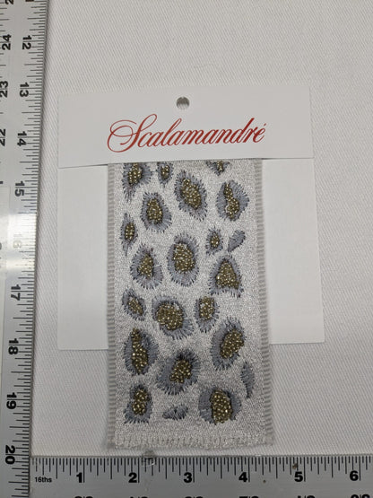 Special Order Scalamandre Catwalk Embellished Tape Looking Glass Light Gray White Animal Skin MSRP USD204/y