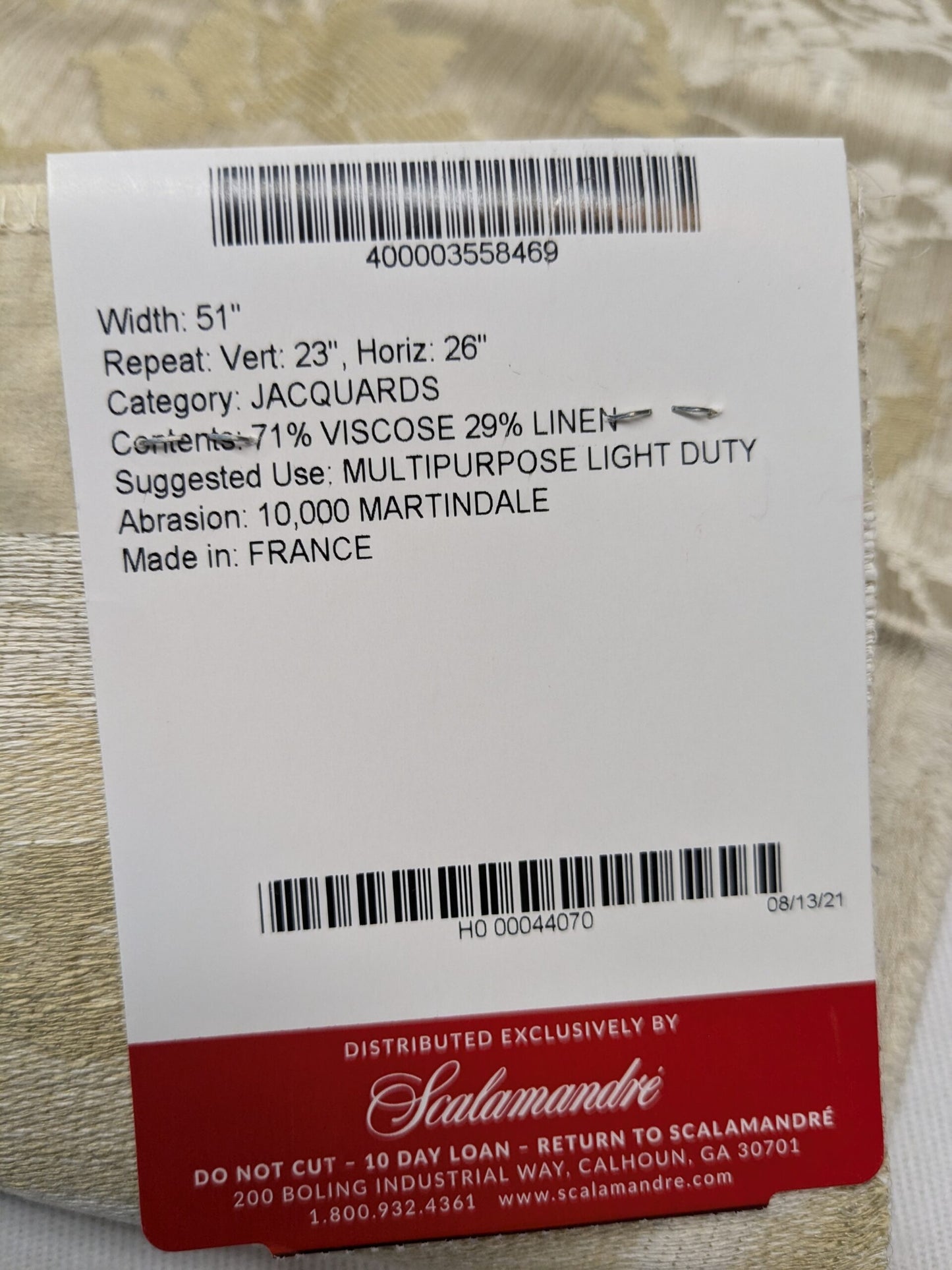 Special Order Scalamandre Lelievre Paris Brocatelle Florentine Creme Cream White Damask Historic Pomegranate MSRP USD 1224/y