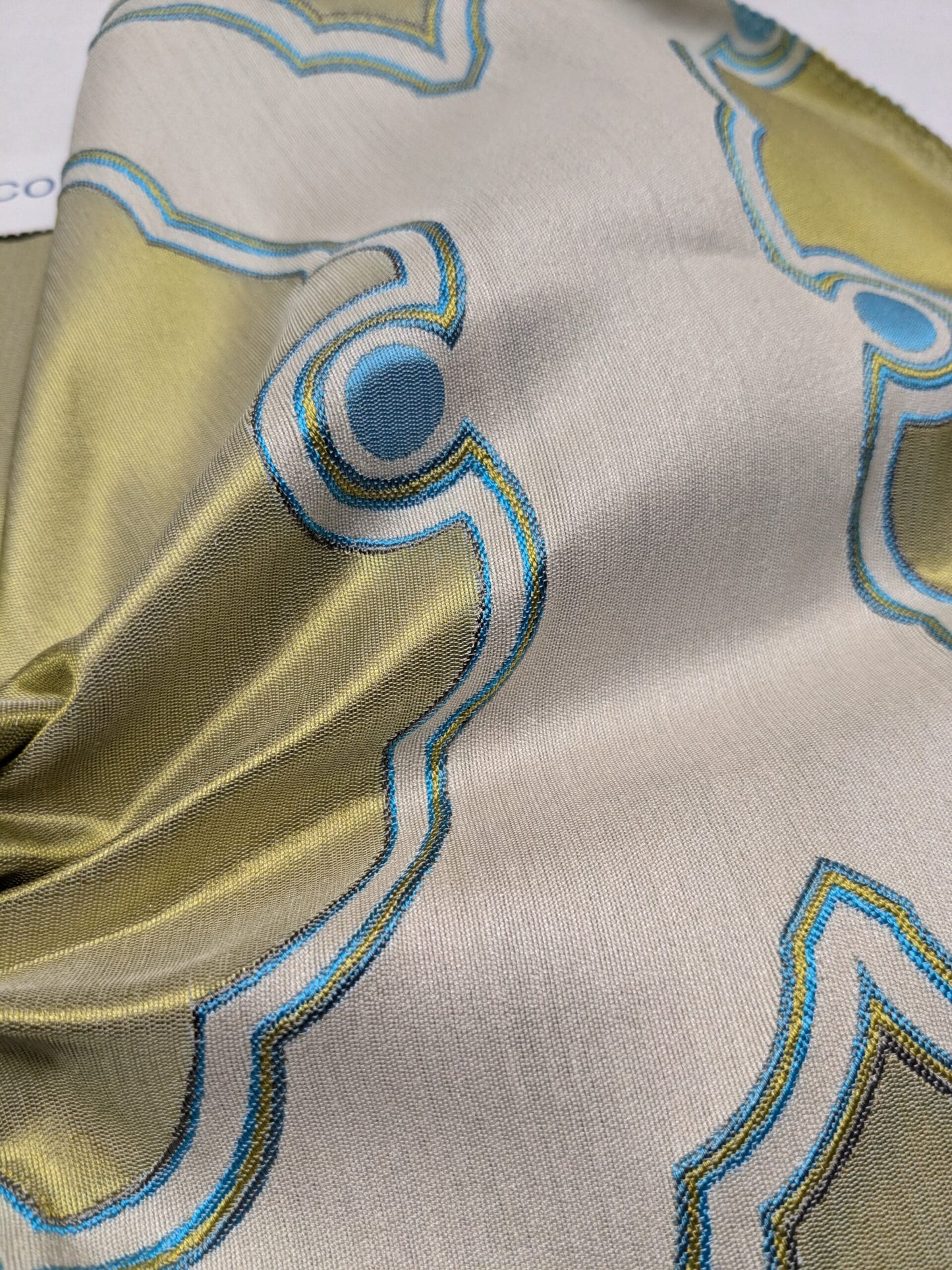 Special Order Kravet Couture Interpretation - Atmosphere Light Blue Beige Silk Jacquard Medallion MSRP USD 348/y