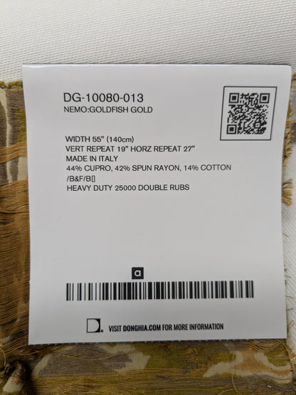 Special Order Donghia Nemo - Goldfish Gold Beige Seaweed Nautical Botanical Floral Cotton Tapestry MSRP USD302/y