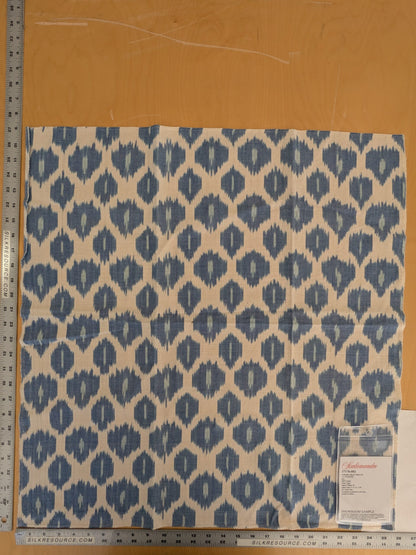 121 EV47 Square Scalamandre Amara Ikat Weave Lapis Blue White Cotton Hand Woven MSRP USD 150/Y