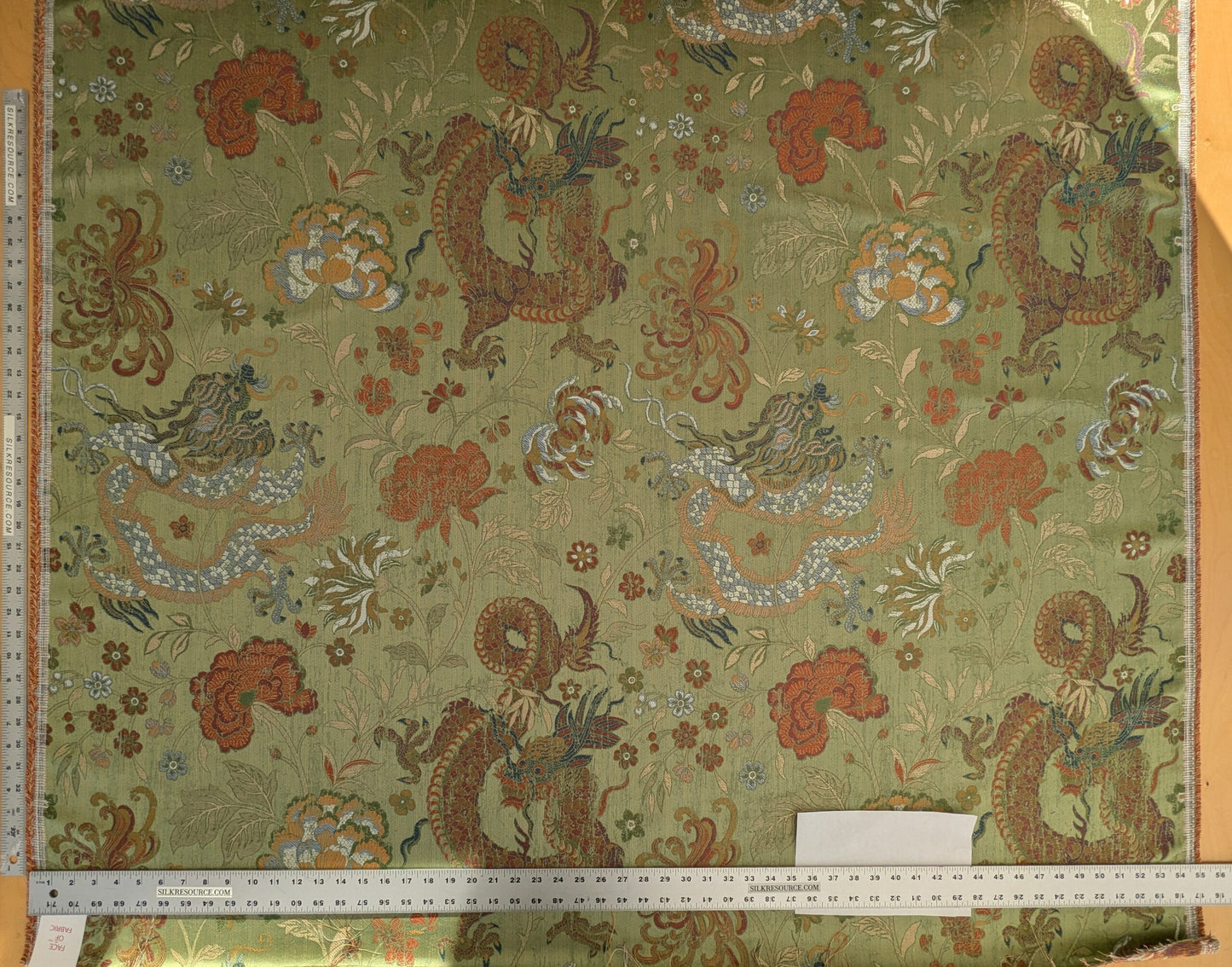 by yard Scalamandre Dragon Tablea Spring Multi Lampas Chinoserie Green MSRP USD 716/y