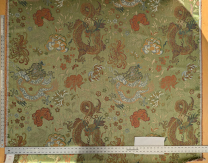 by yard Scalamandre Dragon Tablea Spring Multi Lampas Chinoserie Green MSRP USD 716/y