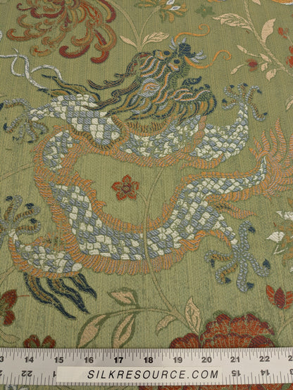 by yard Scalamandre Dragon Tablea Spring Multi Lampas Chinoserie Green MSRP USD 716/y