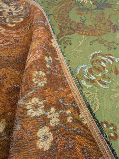 by yard Scalamandre Dragon Tablea Spring Multi Lampas Chinoserie Green MSRP USD 716/y