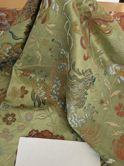 by yard Scalamandre Dragon Tablea Spring Multi Lampas Chinoserie Green MSRP USD 716/y