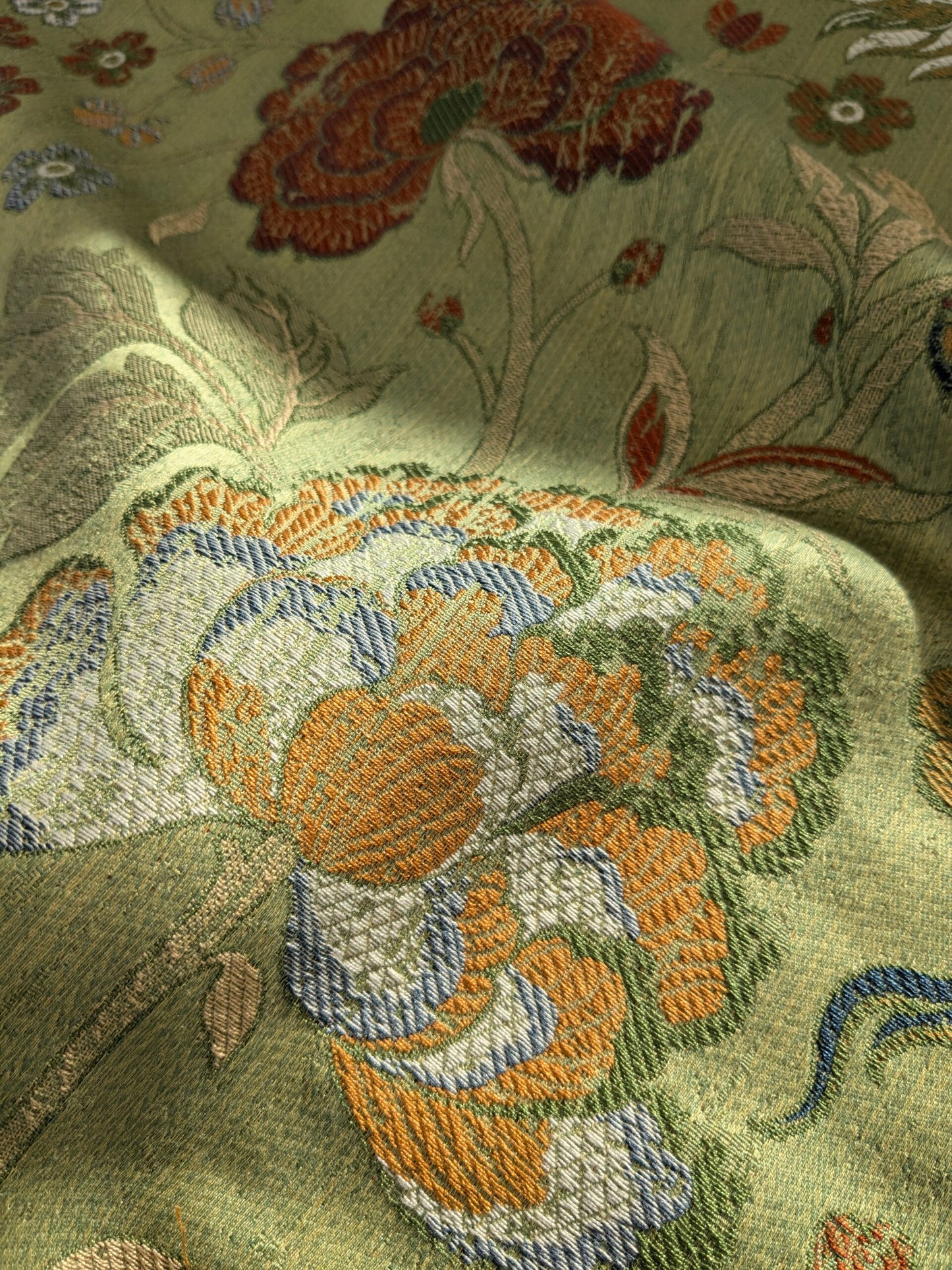 by yard Scalamandre Dragon Tablea Spring Multi Lampas Chinoserie Green MSRP USD 716/y