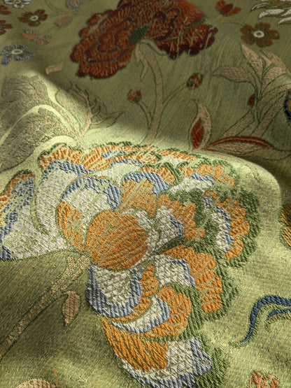 by yard Scalamandre Dragon Tablea Spring Multi Lampas Chinoserie Green MSRP USD 716/y