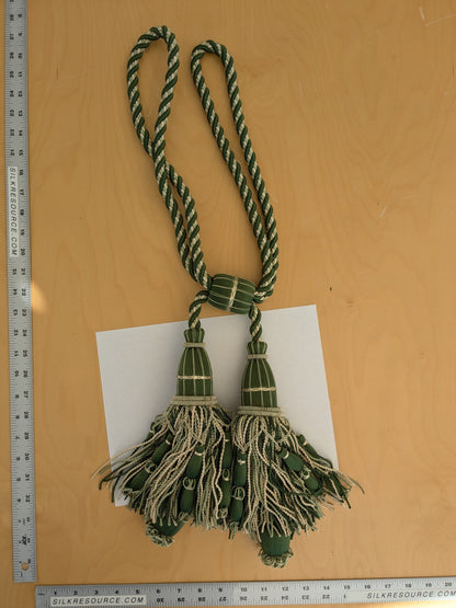Scalamandre Hampton Court Tieback Moss Green and Beige Tassel MSRP USD 1058