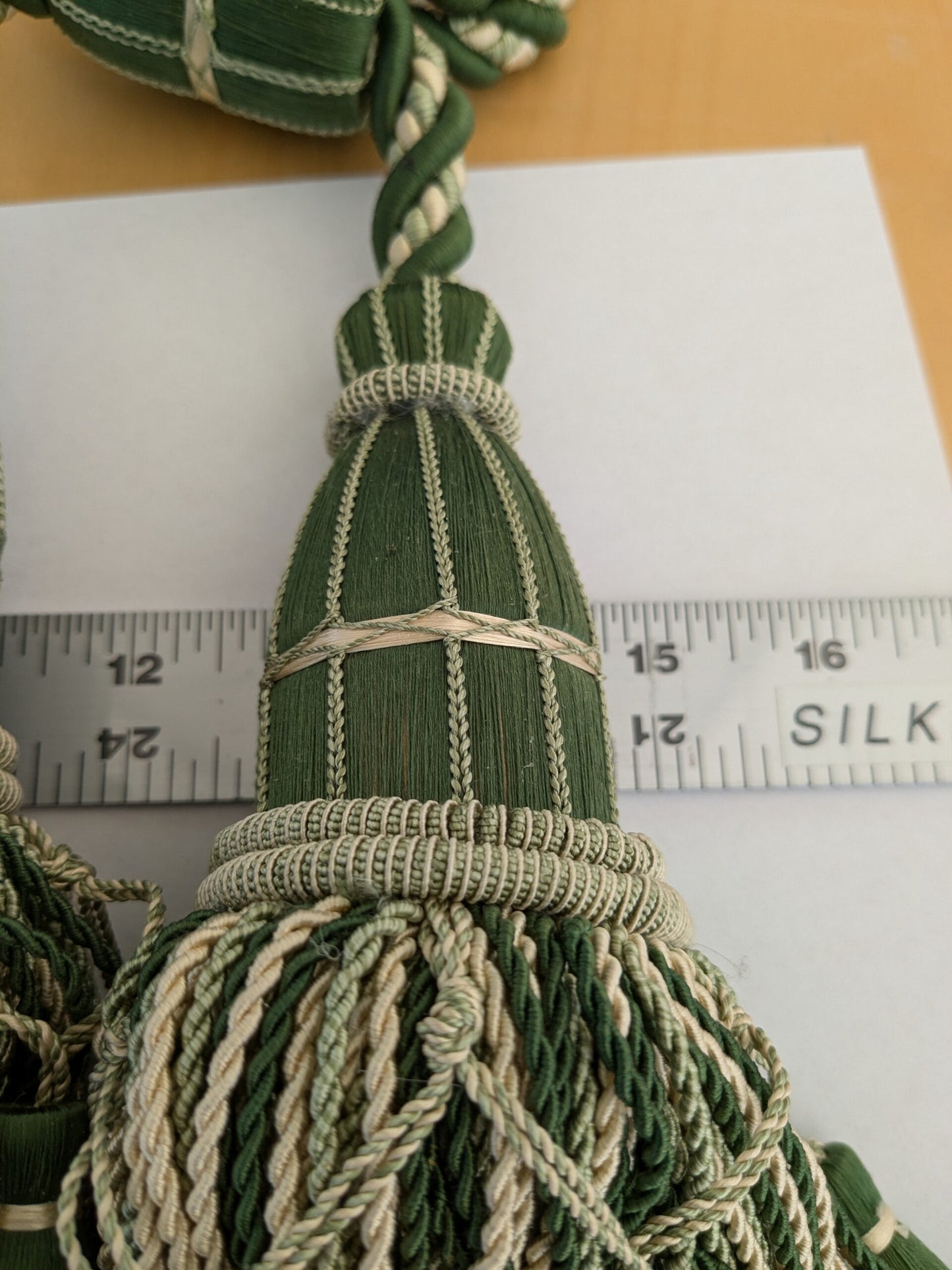 Scalamandre Hampton Court Tieback Moss Green and Beige Tassel MSRP USD 1058