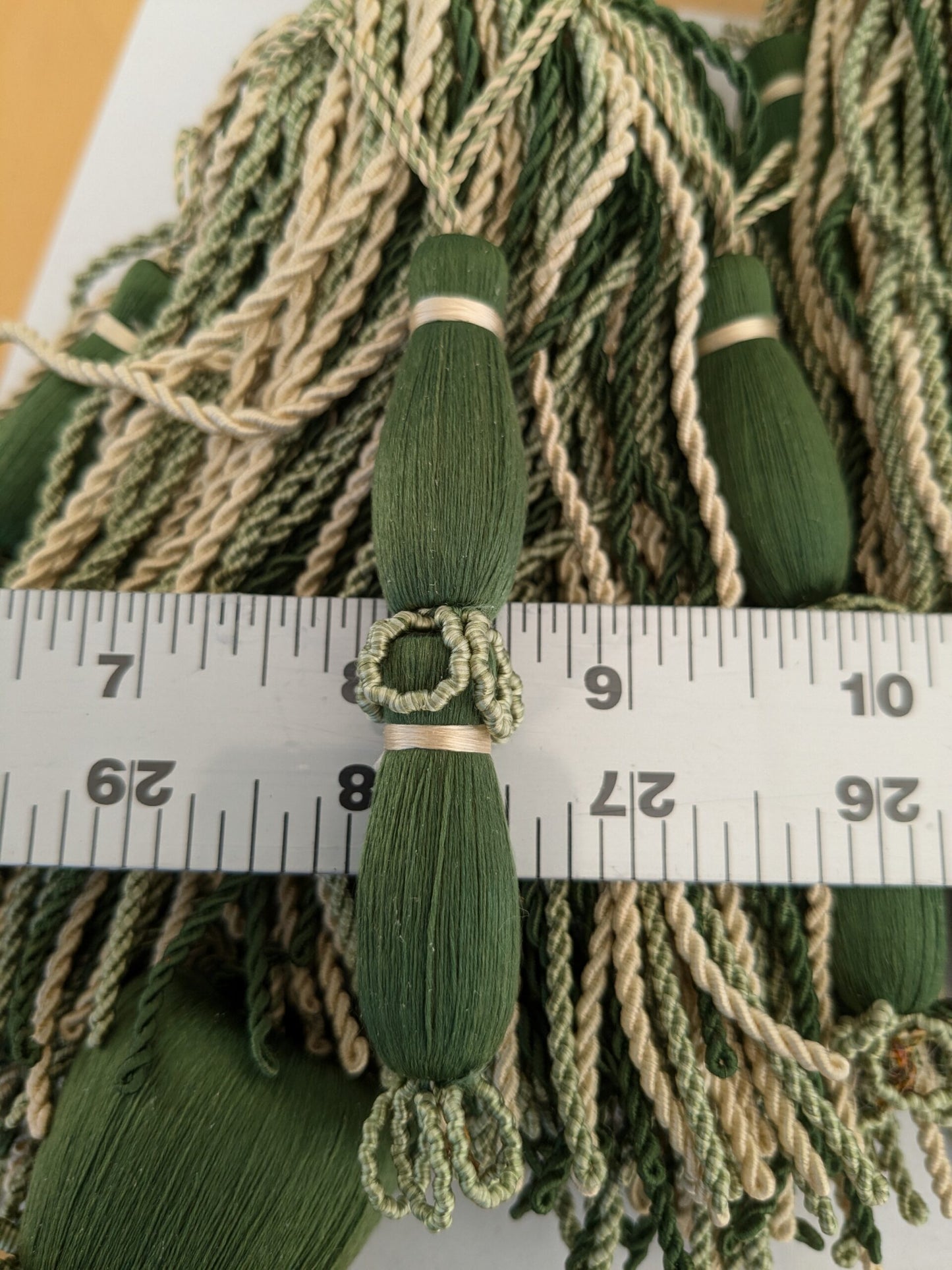 Scalamandre Hampton Court Tieback Moss Green and Beige Tassel MSRP USD 1058