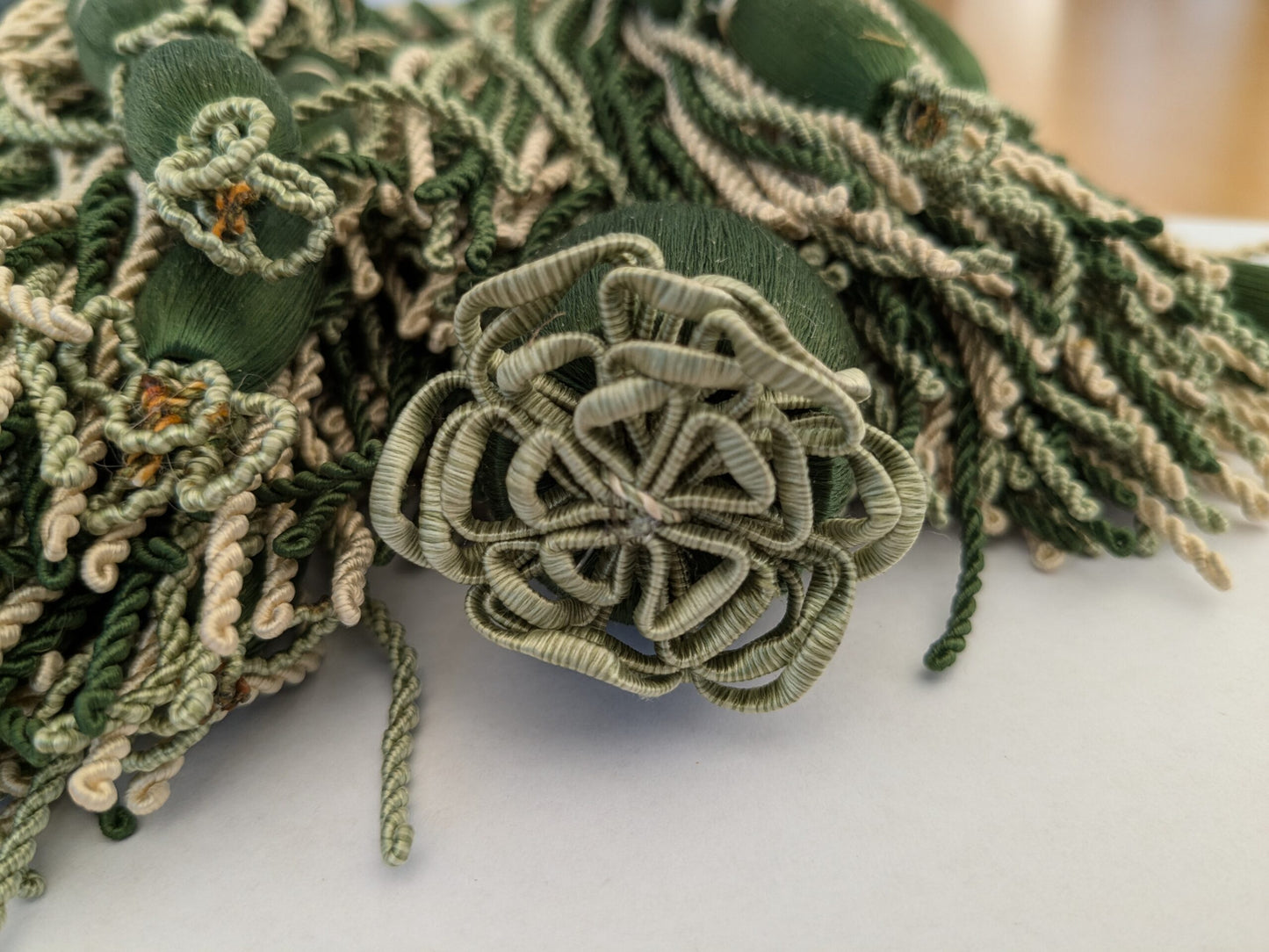 Scalamandre Hampton Court Tieback Moss Green and Beige Tassel MSRP USD 1058