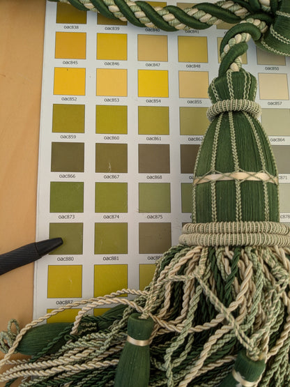 Scalamandre Hampton Court Tieback Moss Green and Beige Tassel MSRP USD 1058