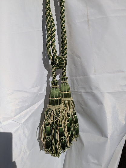 Scalamandre Hampton Court Tieback Moss Green and Beige Tassel MSRP USD 1058