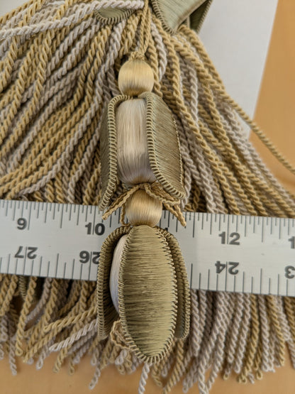Scalamandre Tulip Tieback Olive Cream Gold Tassel Rayon Cotton Wood MSRP USD 1,996