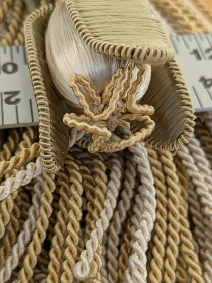 Scalamandre Tulip Tieback Olive Cream Gold Tassel Rayon Cotton Wood MSRP USD 1,996