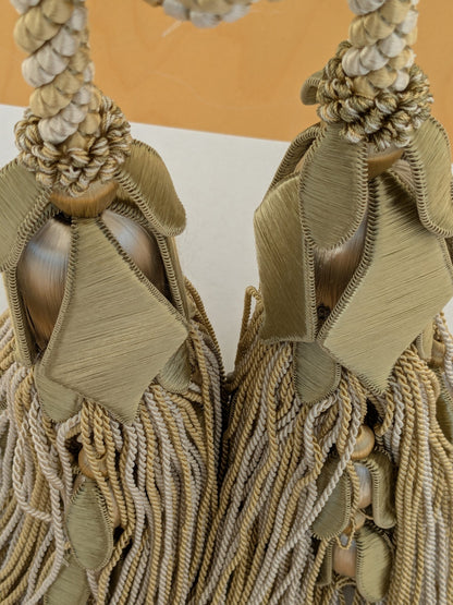Scalamandre Tulip Tieback Olive Cream Gold Tassel Rayon Cotton Wood MSRP USD 1,996