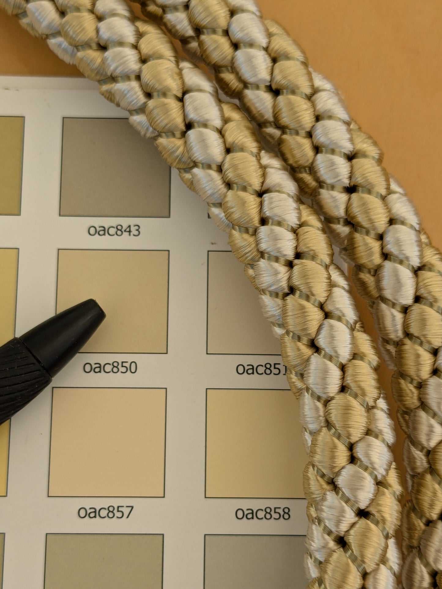 Scalamandre Tulip Tieback Olive Cream Gold Tassel Rayon Cotton Wood MSRP USD 1,996