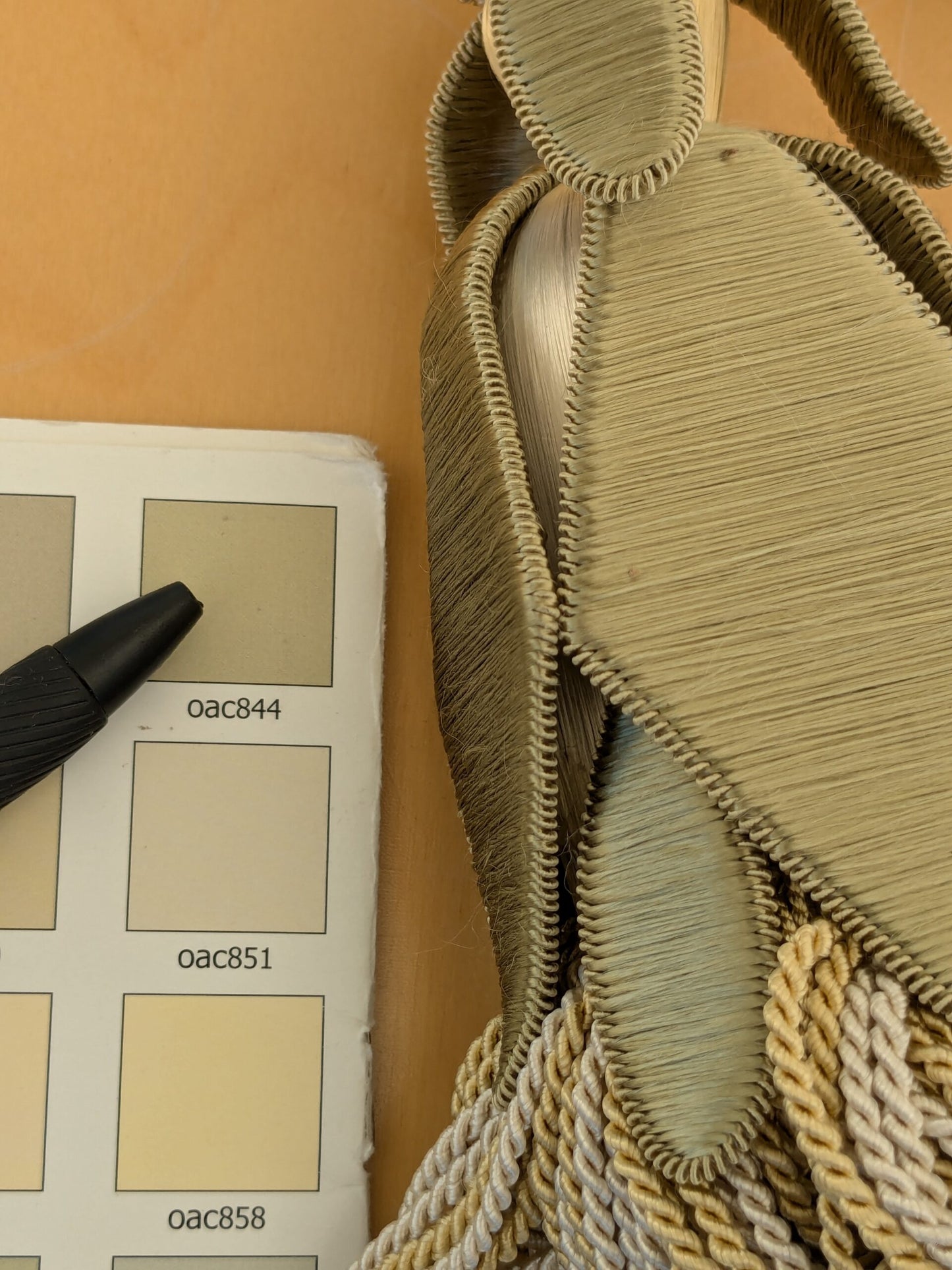 Scalamandre Tulip Tieback Olive Cream Gold Tassel Rayon Cotton Wood MSRP USD 1,996