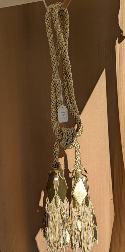 Scalamandre Tulip Tieback Olive Cream Gold Tassel Rayon Cotton Wood MSRP USD 1,996