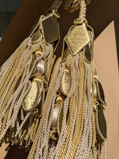 Scalamandre Tulip Tieback Olive Cream Gold Tassel Rayon Cotton Wood MSRP USD 1,996