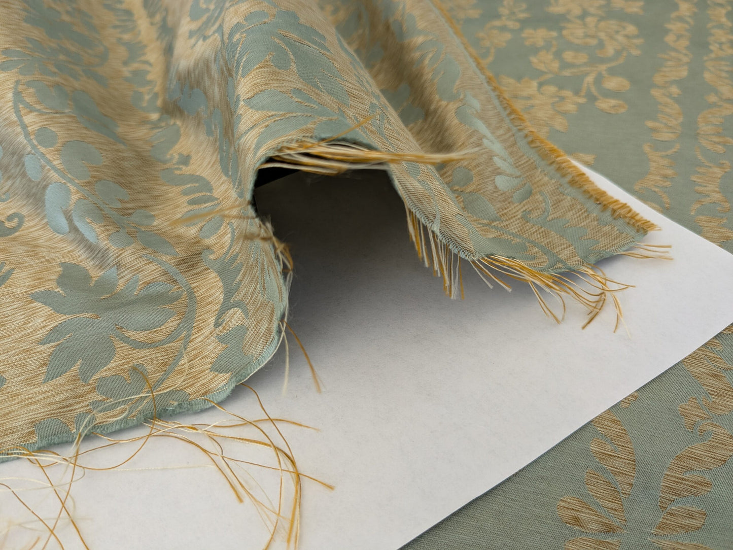 Lee Jofa Romantic Silk Vine Stripe Seaglass Blue &amp; Bronze MSRP USD 196/Y