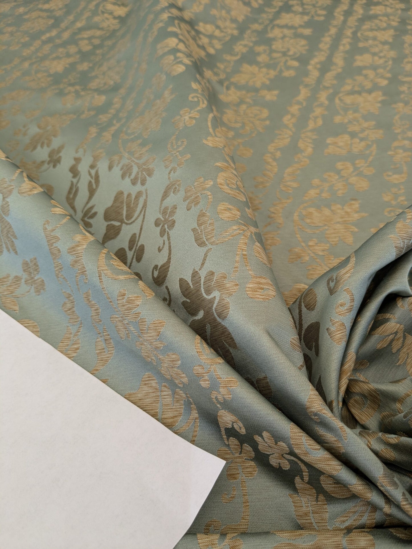 Lee Jofa Romantic Silk Vine Stripe Seaglass Blue &amp; Bronze MSRP USD 196/Y