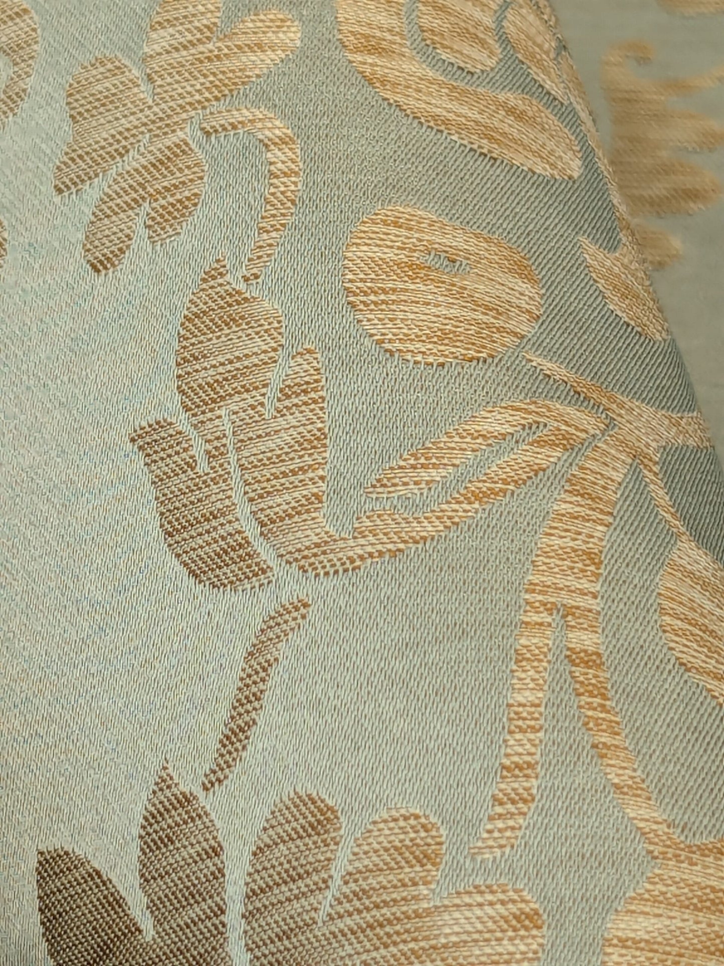 Lee Jofa Romantic Silk Vine Stripe Seaglass Blue &amp; Bronze MSRP USD 196/Y