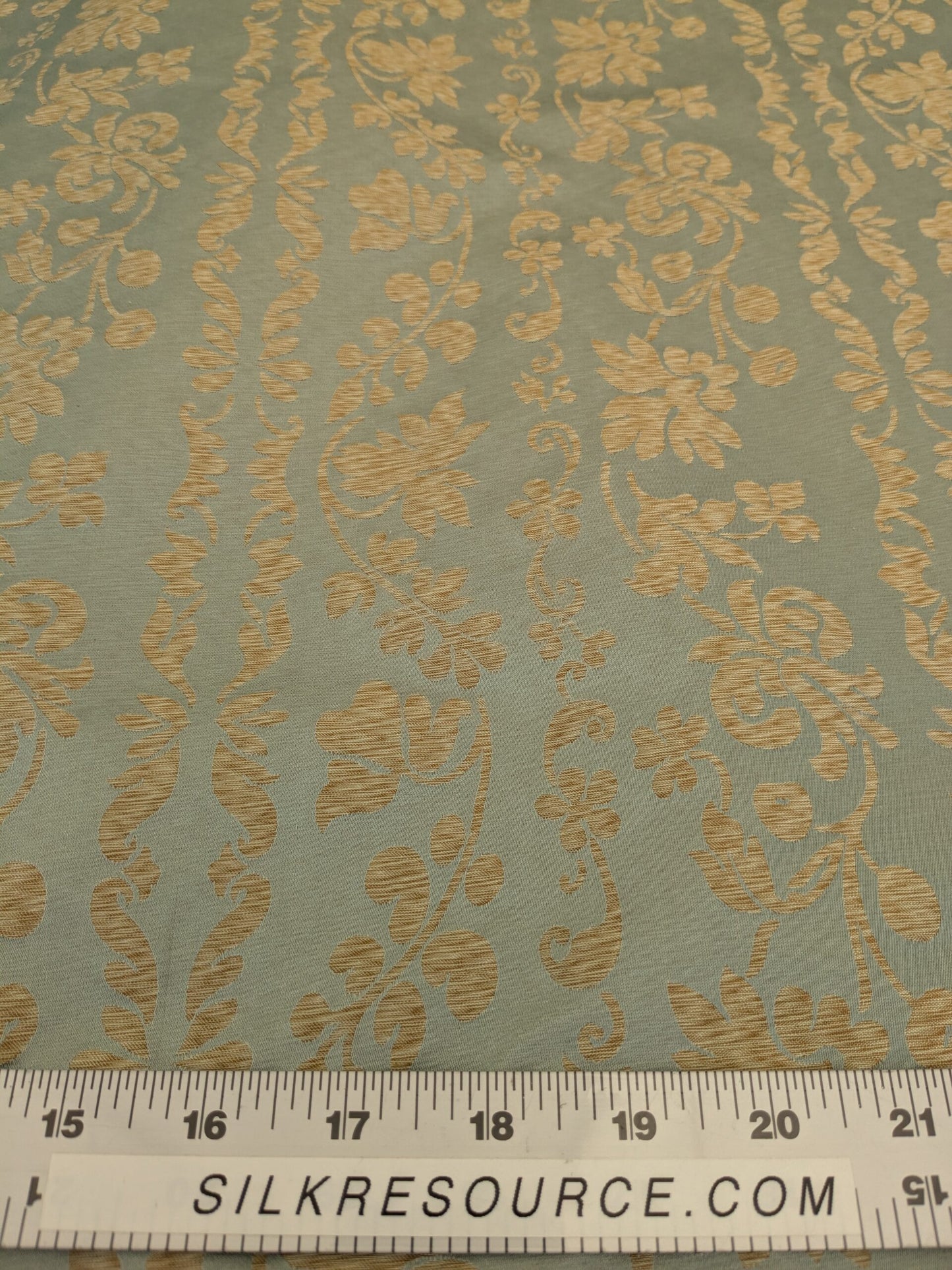 Lee Jofa Romantic Silk Vine Stripe Seaglass Blue &amp; Bronze MSRP USD 196/Y