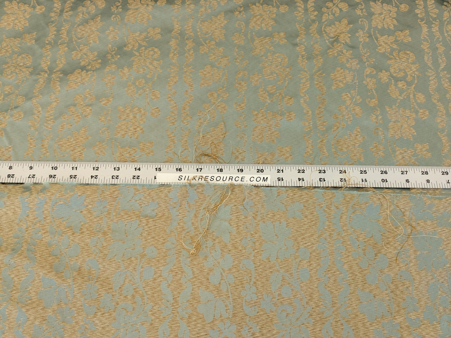 Lee Jofa Romantic Silk Vine Stripe Seaglass Blue &amp; Bronze MSRP USD 196/Y