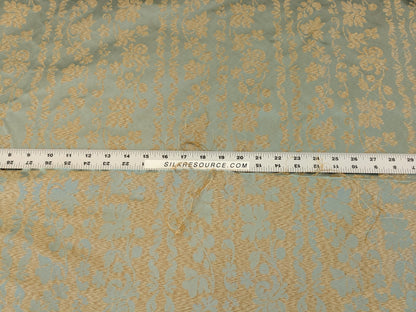 Lee Jofa Romantic Silk Vine Stripe Seaglass Blue &amp; Bronze MSRP USD 196/Y