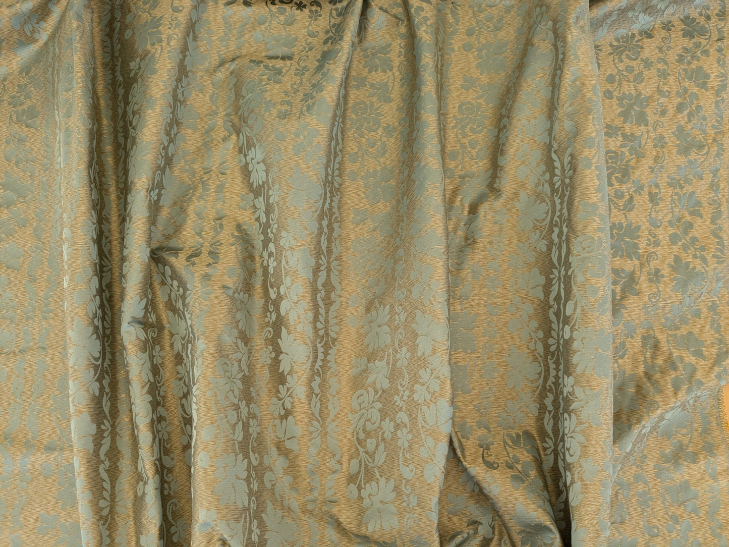 Lee Jofa Romantic Silk Vine Stripe Seaglass Blue &amp; Bronze MSRP USD 196/Y