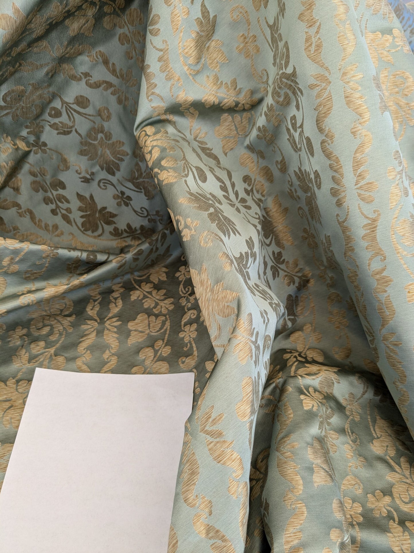 Lee Jofa Romantic Silk Vine Stripe Seaglass Blue &amp; Bronze MSRP USD 196/Y