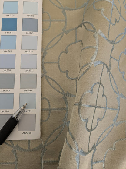 by yard Motif Blue Mist Medallion Asian Lattice From Scalamandre 100% Silk MSRP USD 304/Y