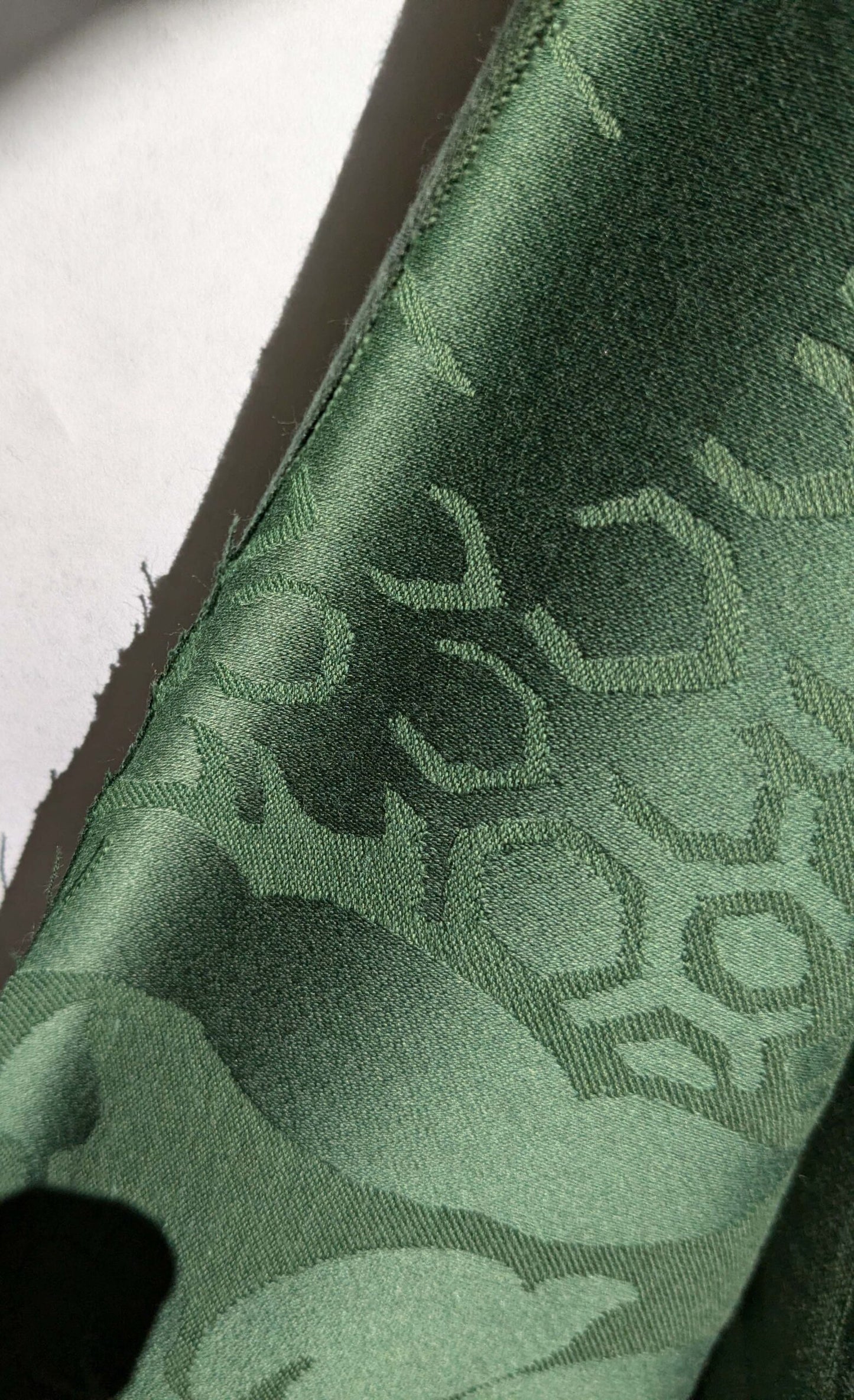 Scalamandre Kensington Damask Green Reversible Large Rose Blossom Deep Green Cotton MSRP USD 192/y