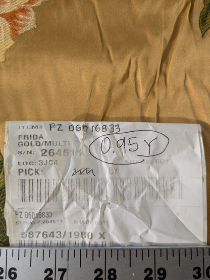 0.9y Scalamandre Frida Gold On Multi Vibrant Mexican Floral &amp; Fruits Frida Kahlo Old World Weavers Flower Lampas MSRP USD 546/y Minor Defect